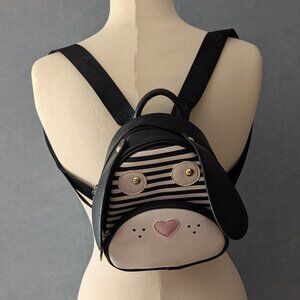 Betsey Johnson Luv Betsey Black and White Cute Puppy Dog Backpack Faux Leather